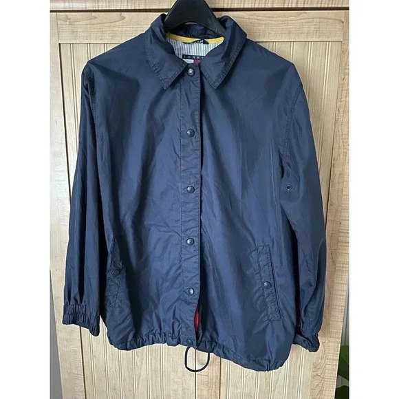 Tommy Hilfiger Men's Wind Breaker Jacket Size M Med Blue Snap Closure - Picture 7 of 7
